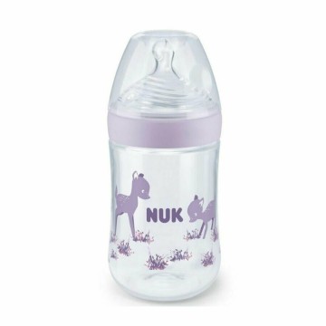 Nuk Nature Sense Biberon Plastique Thermorégulateur avec Tétine Silicone M 6-18 Mois Violet Faon 260 ml