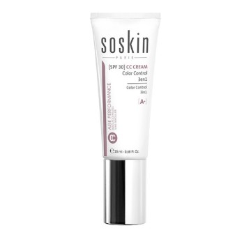 Soskin A+ CC Cream Color Control 3 in 1 SPF30 02 Gold Skin, Crema Viso con Colore 20ml