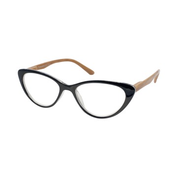 Eyelead Presbyopia - Occhiali da Lettura E204 Nero-Farfalla con Asta in Legno