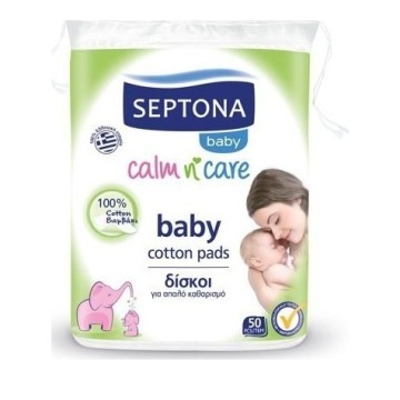 Septona Baby Calm n Care Памучни тампони, дискове за нежно почистване 50 бр.
