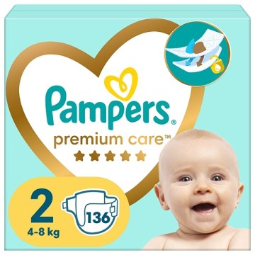 Pampers Premium Care No 2 për 4-8 kg 136 copë