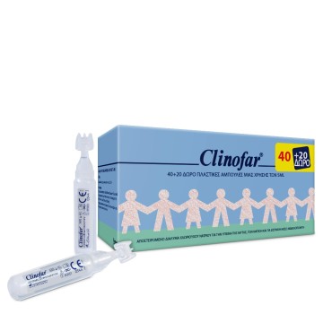 Clinofar Αμπούλες Φυσιολογικού Ορού για Ρινική Αποσυμφόρηση 40x5ml +20 Δώρο