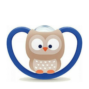 Nuk Space Silicone Pacifier Blue with Owl for 18-36 months with Case 1pc