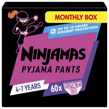Pampers Pyjamas Pants Ninjamas Girl για 17-30kg 4-7 years 60τμχ