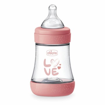 Chicco Πλαστικό Μπιμπερό με Θηλή Σιλικόνης Ροζ για 0m+, 150ml