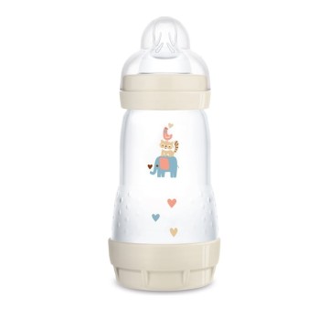 Пластмасова бебешка бутилка Mam Easy Start Anti-Colic със силиконов биберон 2+ месеца Бежово 260 мл