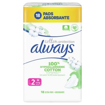 Always Cotton Protection Ultra Long (размер 2) Салфетки с крила 18 бр.