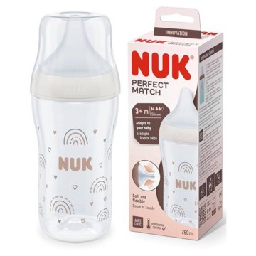 Nuk Μπιμπερό Perfect Match Rainbow με Θηλή Σιλικόνης 3m+, 260ml Nuk Μπιμπερό Perfect Match Rainbow με Θηλή Σιλικόνης 3m+, 260ml