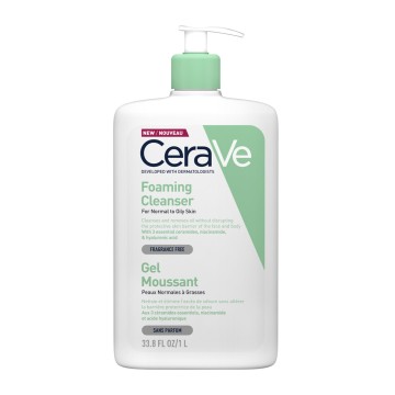 CeraVe Foaming Cleanser Gel, Normal to Oily Skin 1L CeraVe Foaming Cleanser Gel, Normal to Oily Skin 1L