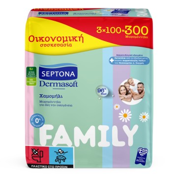 Septona Dermasoft Chamomille Family Бебешки кърпички (3x100 бр.) 300 бр.