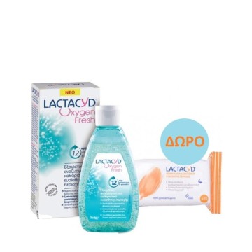 Lactacyd Promo Oxygen Fresh 200ml & ΔΩΡΟ Moist Wipes Μαντηλάκια Καθαρισμού Ευαίσθητης Περιοχής 15τμχ