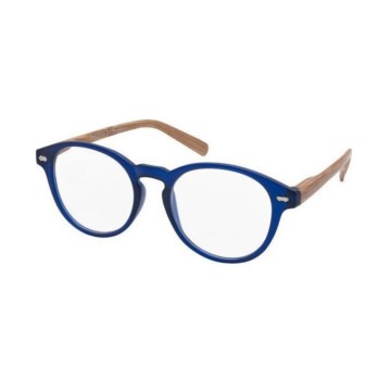 Eyelead E185 Unisex Presbyopia Glasses, Blue with Wooden Arm 1.50