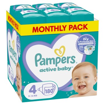 Pampers Active Baby Monthly Pack No4 (9-14kg) 180τμχ