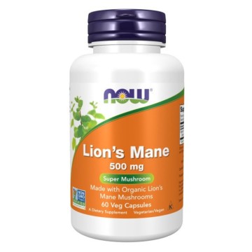 Now Lions Mane 500mg, 60 Veg Capsules Now Lions Mane 500mg, 60 Veg Capsules