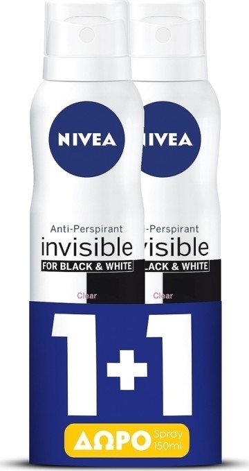 Nivea Deo Invisible for Black & White Pure Déodorant Femme 150 ml Cadeau 150 ml