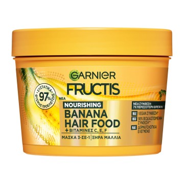 غارنييه فروكتيس غذاء الموز المغذي للشعر، قناع الشعر 3 في 1 للشعر الجاف، 400 مل