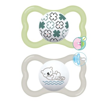 Mam Supreme Orthodontic Silicone Pacifiers for 16+ months Green/Grey 2pcs