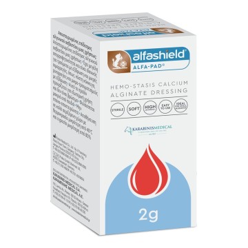 Alfashield Hemo-Stasis Calciumalginat-Verband, blutstillende Baumwolle, 2 g