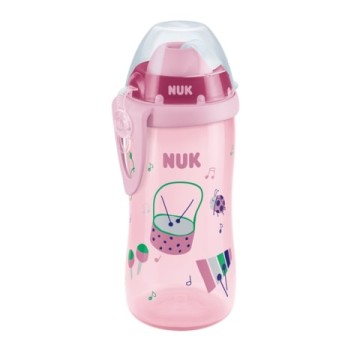 Nuk Pagouraki Flexi Cup with Straw Soft 12m+ Pink Drums 300ml