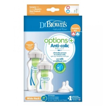 Dr. Browns Promo Options+ Plastic Anti-Colic Baby Bottles with Silicone Nipple 0+ 2pcs
