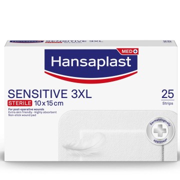 Hansaplast Стерилни самозалепващи подложки Sensitive 3XL 15x10cm 25 бр.