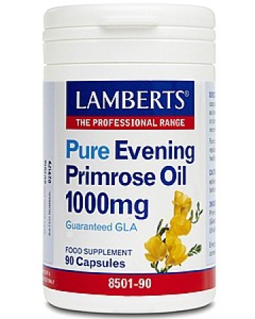 Supplément d'huile d'onagre pure Lamberts 1000 mg d'acide G-linoléique (GLA) pour les femmes ménopausées 90 capsules