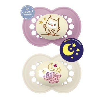 Mam Silicone Pacifiers Original Night for 6-16 months Purple/Beige 2 pieces