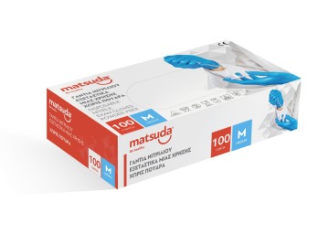 Matsuda Blue Nitrile Gloves Powder Free Medium, 100 pcs