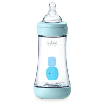 Chicco Plastic Baby Bottle Perfect 5 Blue 2+ months with Silicone Nipple 240ml