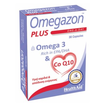 Health Aid - Omegazon Plus - Omega 3 & Co Q10, Υγιή Καρδιά & Απελευθέρωση Ενέργειας 30caps