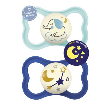 Mam Air Night Orthodontic Silicone Pacifiers 6-16 months Veraman/Blue 2 pcs