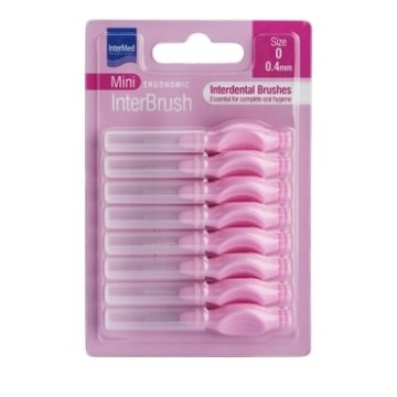 Intermed Mini Ergonomic Interdental Brushes with Handle 0.4mm Pink 8pcs
