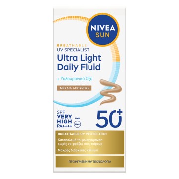 Nivea Sun Ultra Light Daily Fluid SPF 50+ Μεσαία Απόχρωση , 40ml