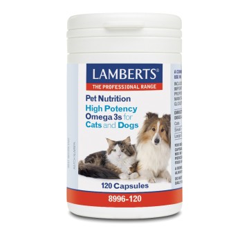 Lamberts Pet Nutrition High Potency Omega 3s Cats & Dogs, Допълнителна храна за кучета и котки 120 капсули