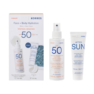 Korres Promo Yogurt Слънцезащитен спрей за тяло и лице SPF50, 150 мл и след слънце 50 мл