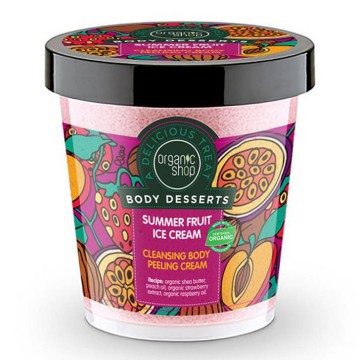 Natura Siberica-Organic Shop Десерты для тела, Очищающий пилинг для тела, Летнее фруктовое мороженое, 450мл