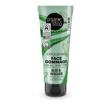 Esfoliante viso Organic Shop per tutti i tipi di pelle, avocado e aloe 75 ml