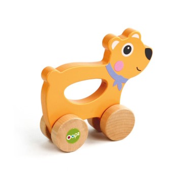 Oops Wooden Teddy Bear with Wheels 6m+