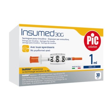 Pic Solution Insulin Syringe Insumed 1ml 30Gx8mm 30 قطعة
