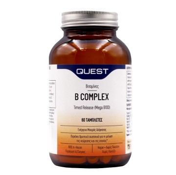 Quest Mega B-100 Timed Release, Vitamine B Complément Alimentaire 60Tabs