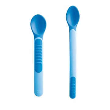 Mam Heat Sensitive Spoons & Cover Γαλάζιο για 6+ μηνών Mam Heat Sensitive Spoons & Cover Γαλάζιο για 6+ μηνών