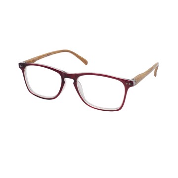 Eyelead Presbyopia - Occhiali da lettura E213 Bordeaux con osso del braccio in legno