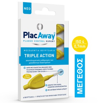 PlacAway Brossettes Interdentaires Triple Action ISO 4 0.7mm 6pcs