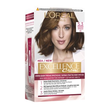 LOreal Excellence Creme No 5.3  Καστανό Ανοιχτό Χρυσαφί Βαφή Μαλιών...