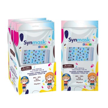 Syndesmos SynMask Μάσκα Προστασίας Μιας Χρήσης Χειρουργική Τύπου IIR BFE 98% για Παιδιά με Πατουσάκια 5x10τμχ