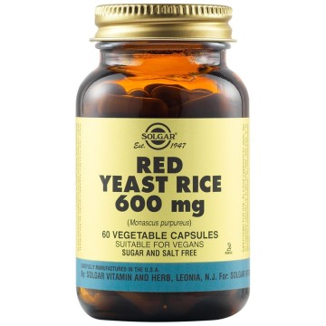 Червен дрожден ориз Solgar 600 mg 60 билкови капсули