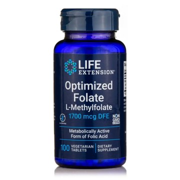 Life Extension Оптимизированный фолат L-метилфолат 1700 мкг DFE 100 таблеток