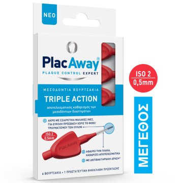 PlacAway Brossettes Interdentaires Triple Action ISO 2 0.5mm 6pcs