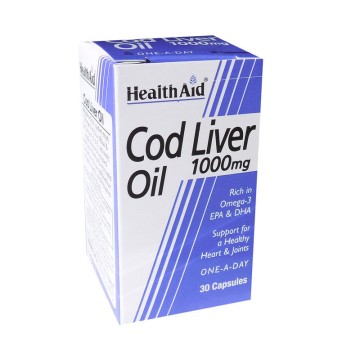 Health Aid Cod Liver Oil 1000 мг, Масло печени трески - омега-3, 30 вегетарианских капсул