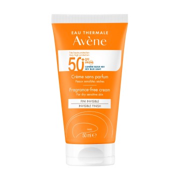 Avene Soins Solaire Слънцезащитен крем за лице SPF50+ без аромат за суха и много суха кожа 50 ml